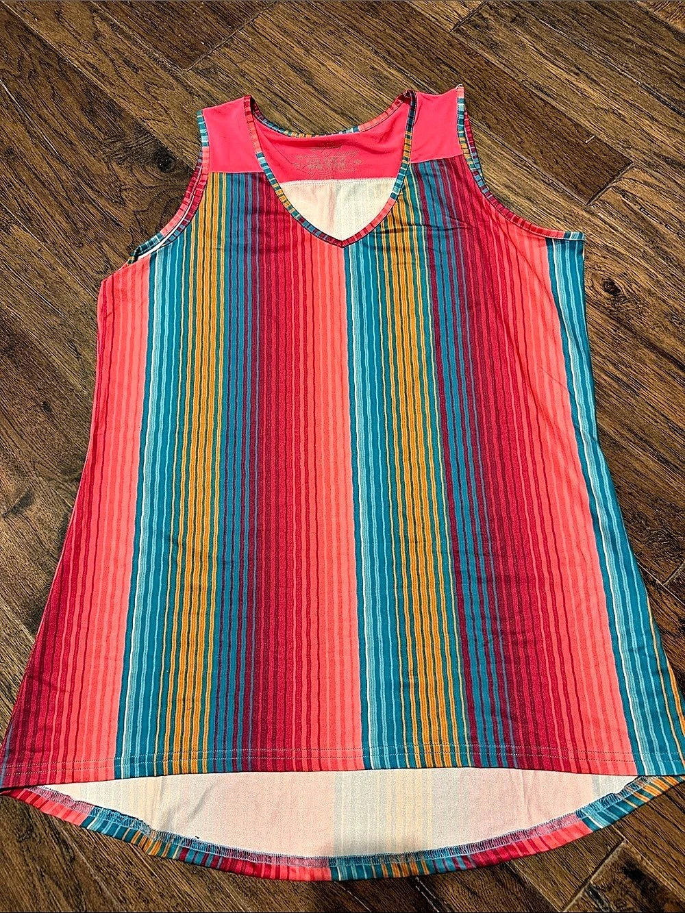 Grateful Dead Striped V-Neck Tank Top in Pink & Blue